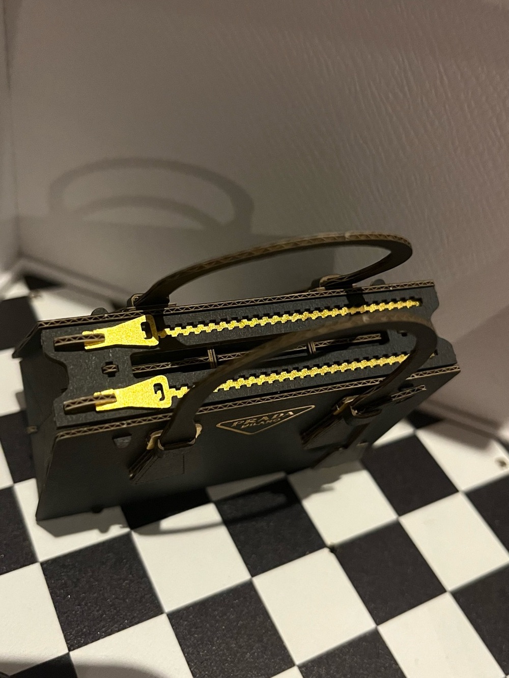 Prada Black Mini Tote with Gold Accents Paper Pop-Up Collectible - Picture 3 of 5